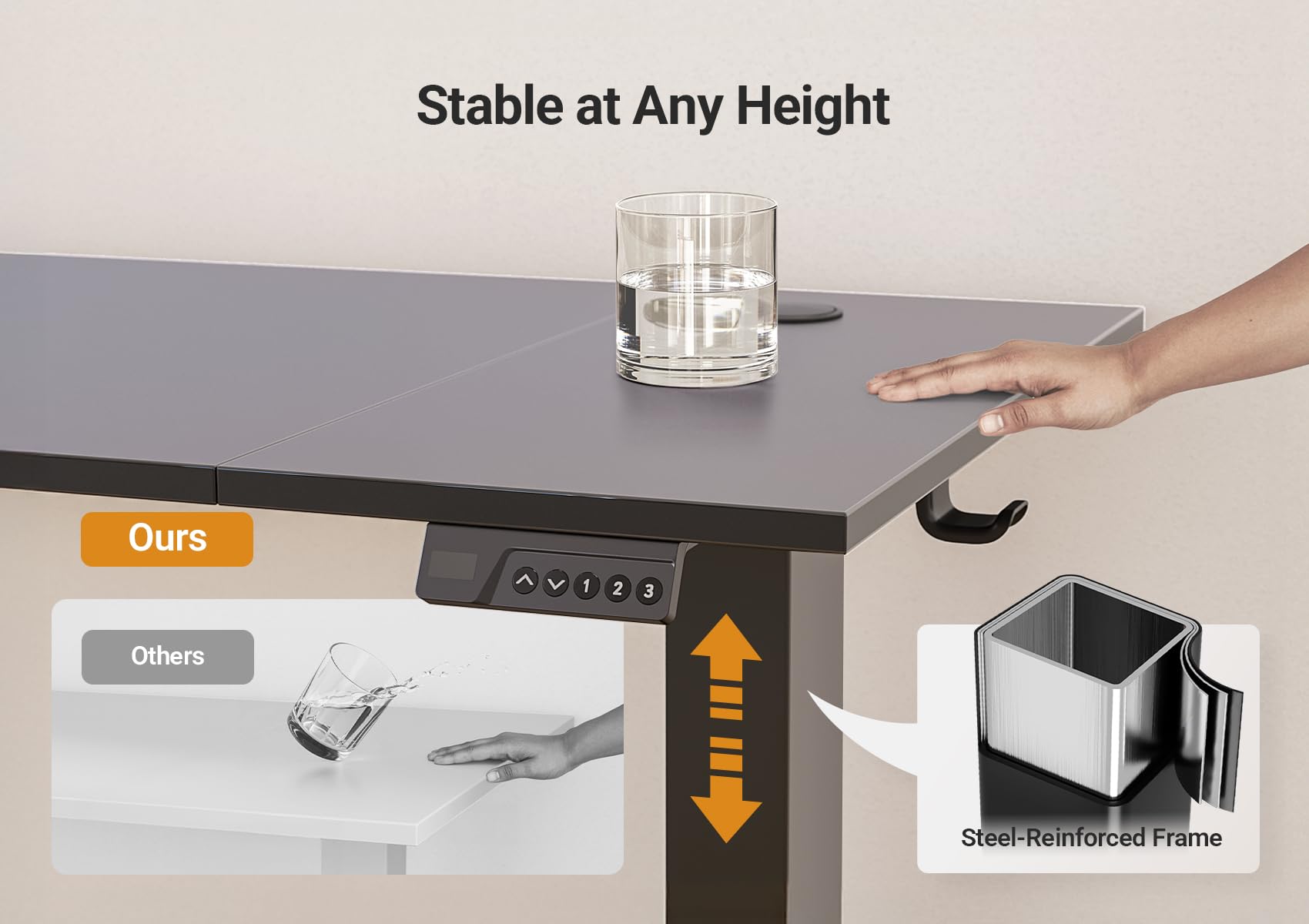 Seang Electric Standing Desk Adjustable Height 40 x 24 Inch Sit Stand Desk with T-Shaped Frame 3 Memory — view 7