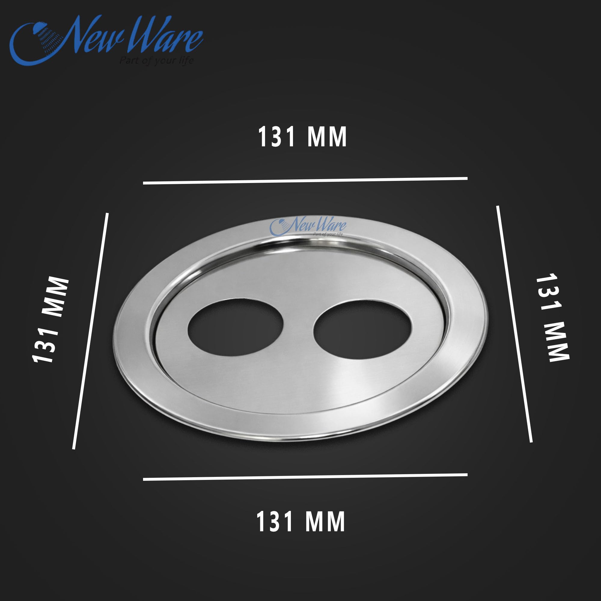 NEW Ware Round Stainless Steel Floor Drain with Trap Double Hole Anti-Clog Design for Bathroom, Kitchen, Out Door & Balcony Rust-Resistant | Chrome Finish Water Grating 2