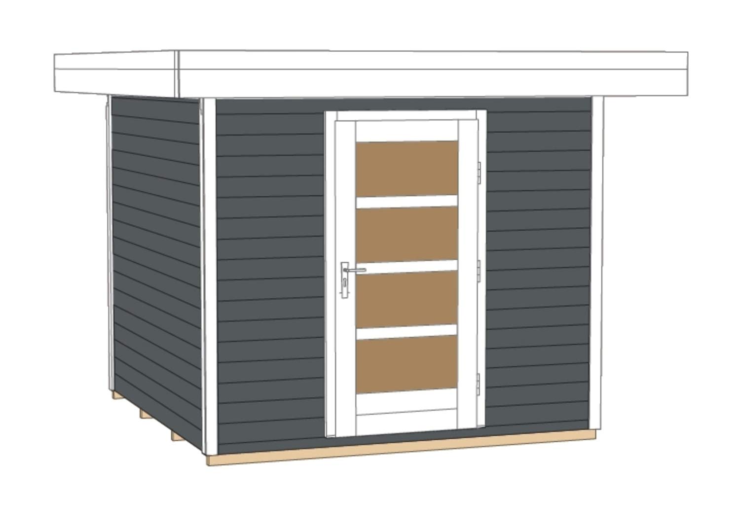 Weka Gartenhaus, Designhaus 172 Größe 1, 28 mm, ET, anthrazit, 275x314x226 cm, 172.2424.46000