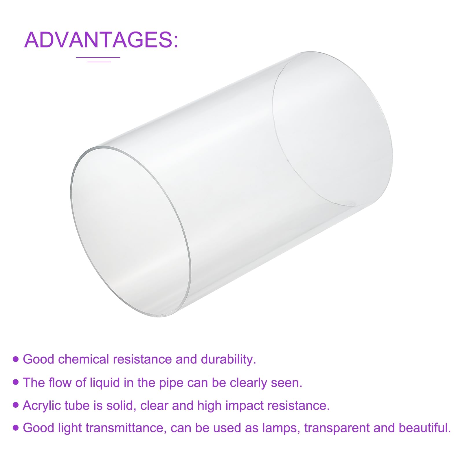 Tube Acrylique Rigide Transparent - Diamètre Intérieur 24 Mm, Extérieur 30 Mm, Longueur 300 Mm, Pour Aquarium/plomberie/bricolage