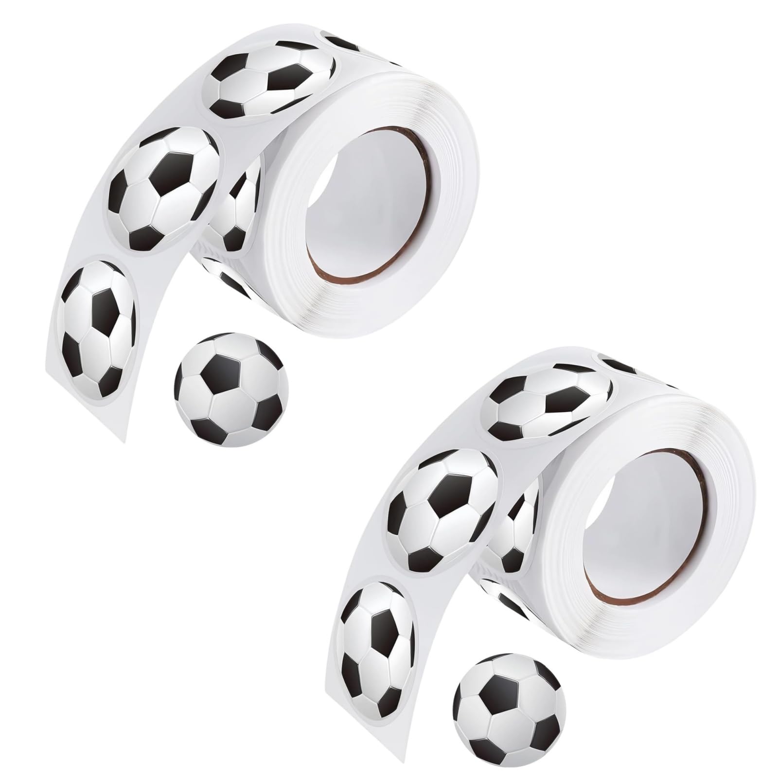 Soccer Stickers Roll, 1 Inch Round Ball Labels for Kids Rewards, 1000 Pcs