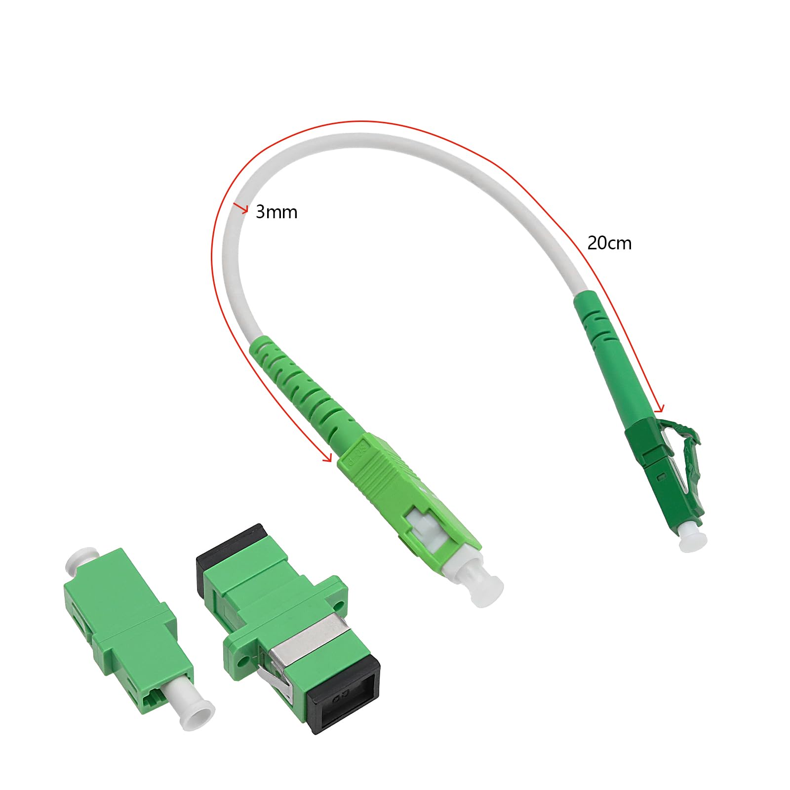 Cavo Adattatore In Fibra Ottica 0,3m - LC Maschio A SC Femmina, UPC, OFNR, Bassa Perdita - 3