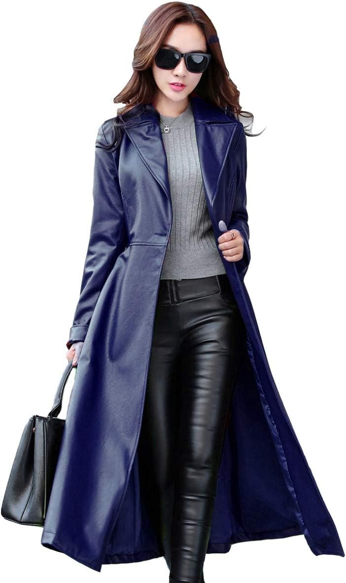 Women's Lambskin Leather Trench Jacket Over Coat WT021