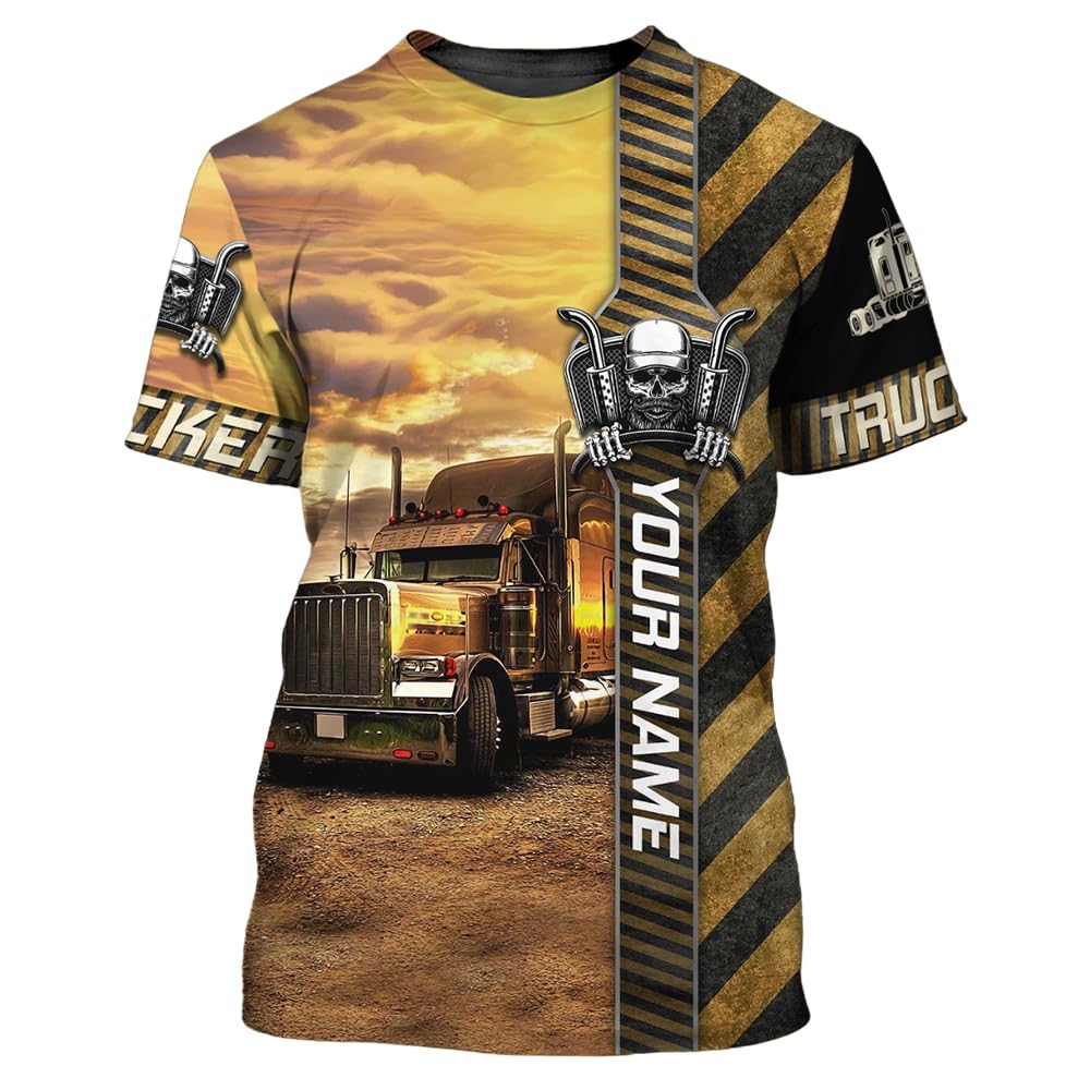 Personalized Trucker 3D Shirt, Custom Name, Truck Driver Tshirt, Trucking Shirt for Men and Women, Birthday, Christmas