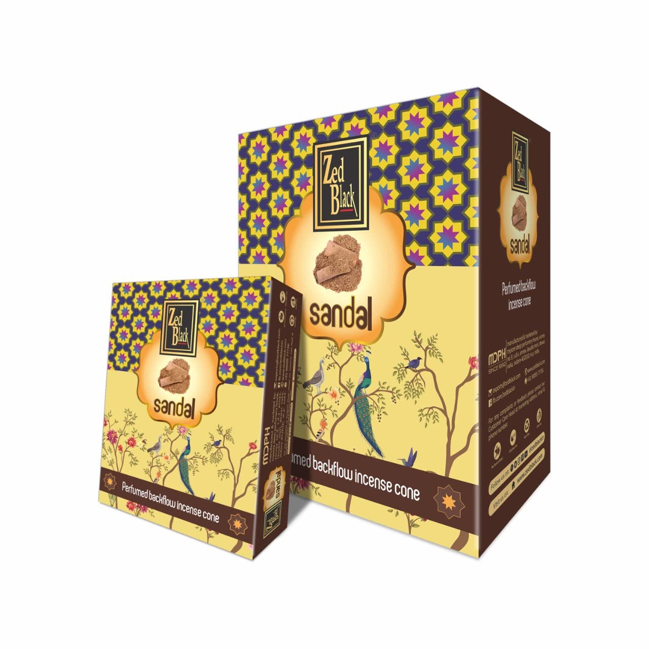 ZED BLACKIncense Cones Premimum Backflow Cone Incense Scented Incense Gift for, Fragrance for Aromatic Rooms Relaxation (Sandal)