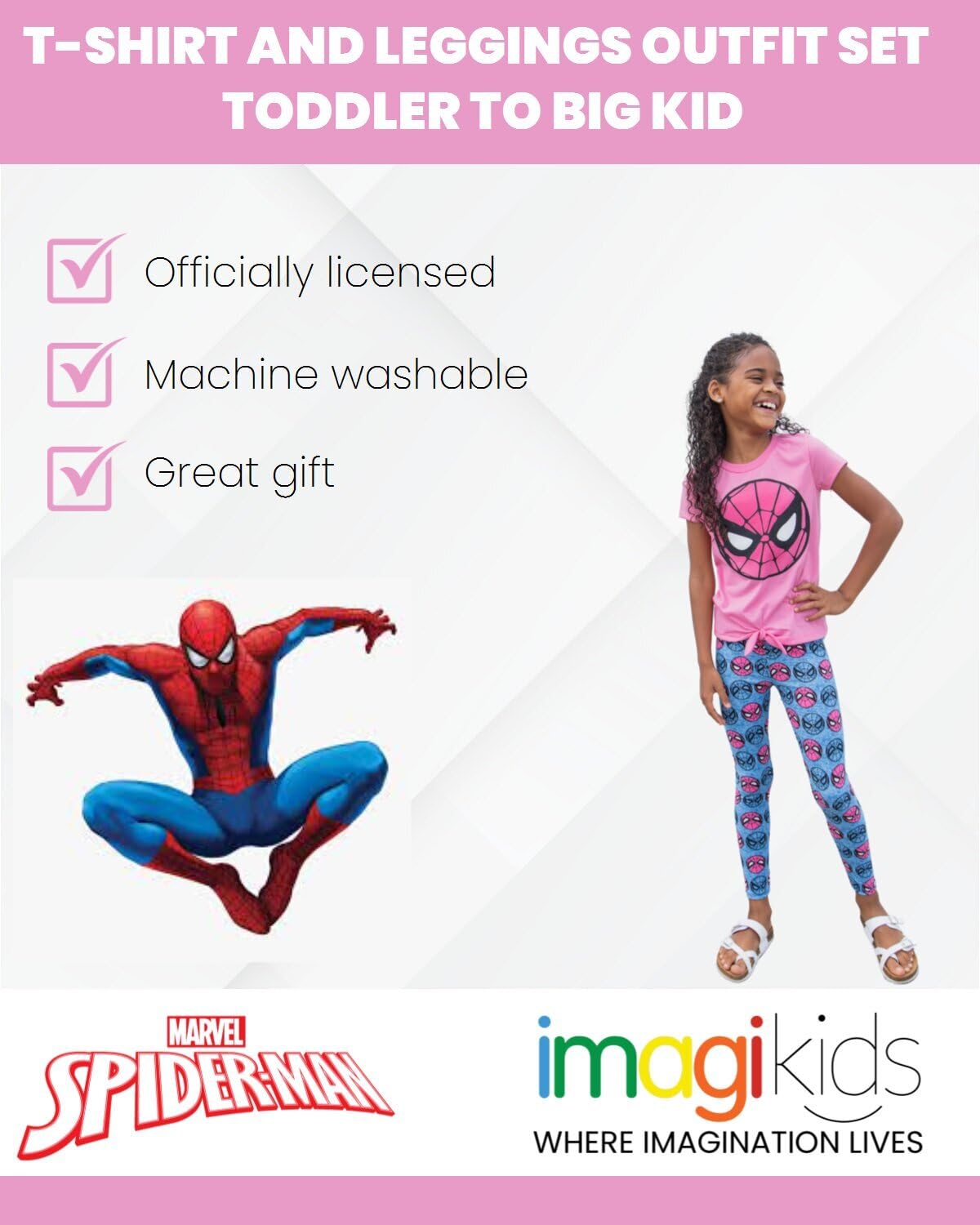 Marvel Mädchen-Outfit-Set mit T-Shirt und Leggings, für Kleinkinder bis große Kinder, Größen (2T - 14-16)