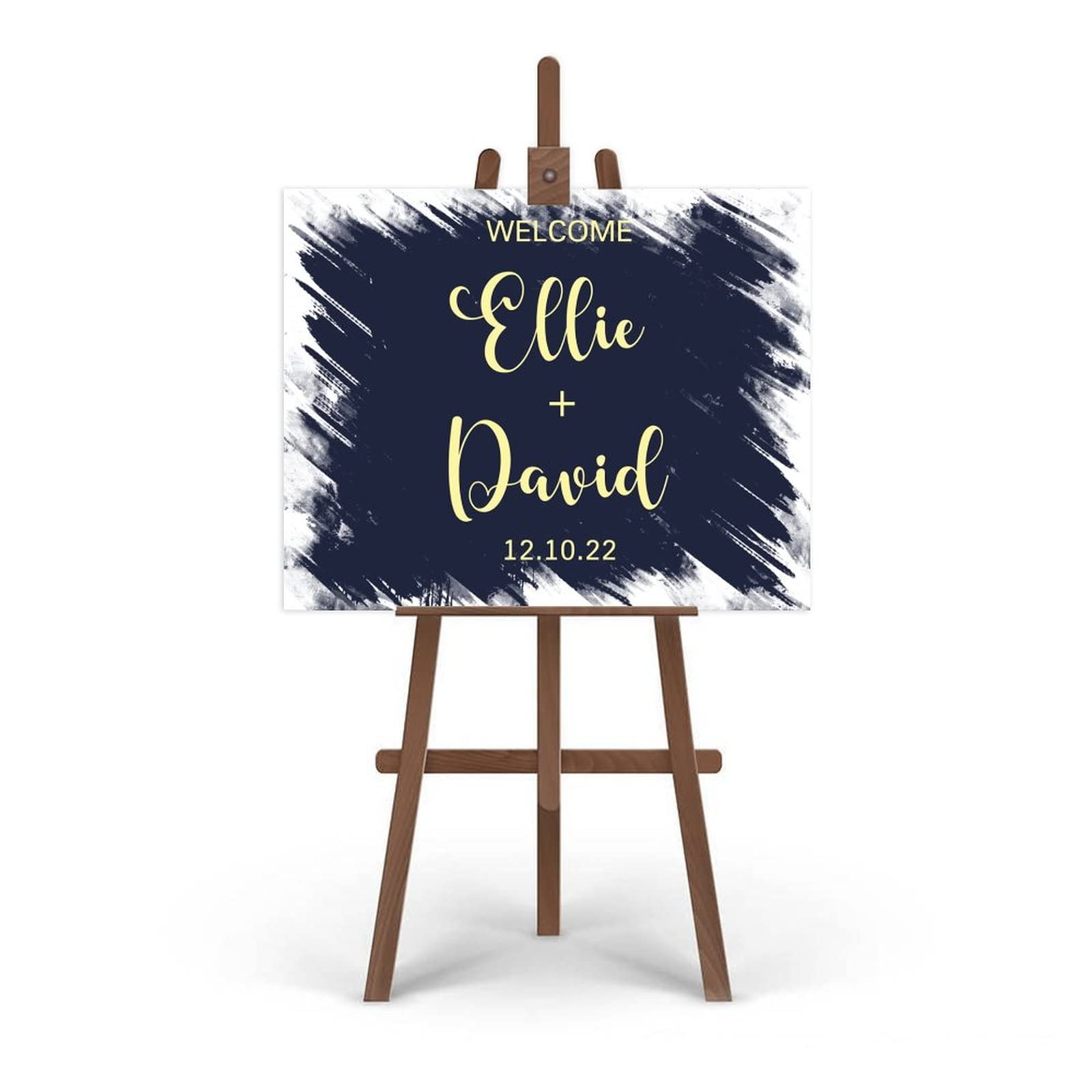 Witamy nowoczesny znak kaligrafii niestandardowy tekst nowoczesny minimalistyczny znak dostosowany do Twoich imion i dat zaręczyny ślub przyjęcie znaki wejściowe 45 x 61 cm