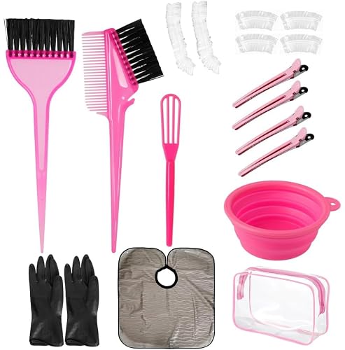 MOONMINI Hair Dye Color Brush and Bowl Set, Gray&Pink