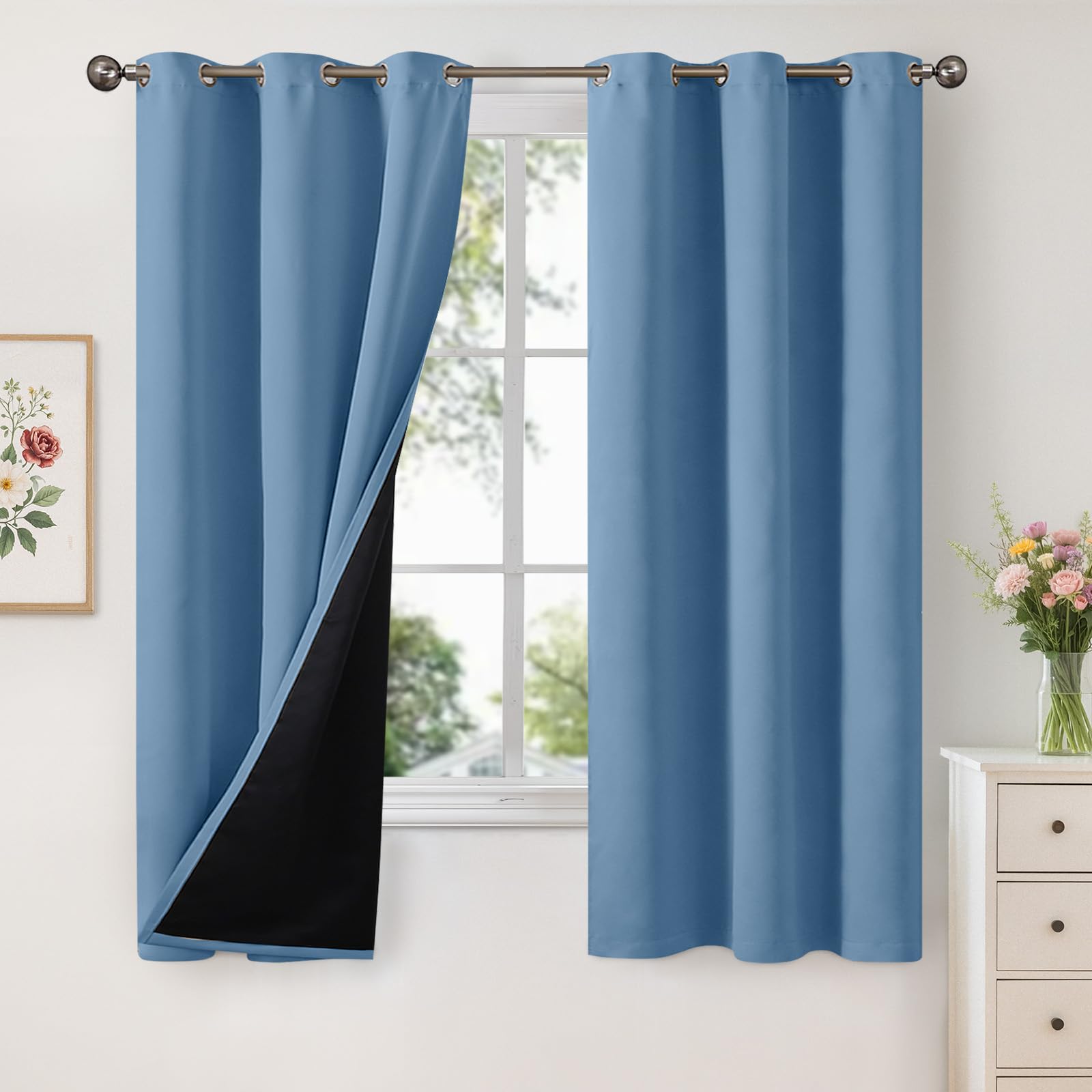 YoungsTex Denim Blue 100% Blackout Curtains - kids room decor | Mubboo