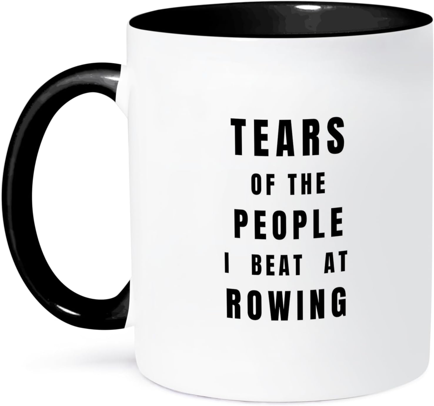 3dRose Tears of the People I Beat at Rowing Funny Best Rower Ever Joke Humor 15oz Two-Tone Black Mug