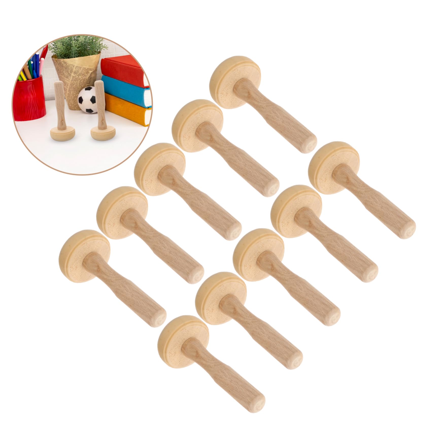 VILLCASE Art Printmaking Tool 10pcs Wood Roller Pottery Rubbing Roller for DIY Painting Supplies