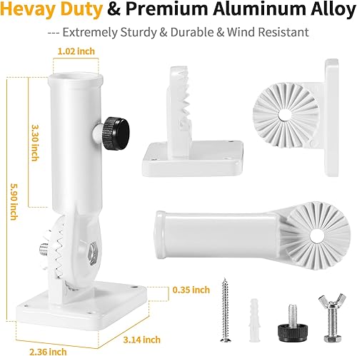 Miniatura 5 de Soportes para Asta de Bandera, BONWIN Soporte de Montaje para Asta de Bandera de 1" con Herrajes para Pared de Casa Porche, 1" de Diámetro Interior,