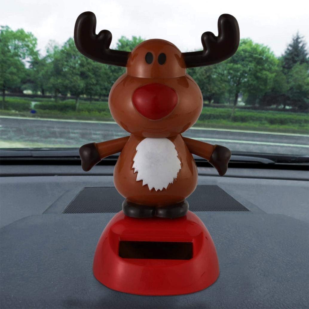 Figurine Danseuse Solaire De Noël – À Tête Mobile – Chien, Chat, Élan Ou Bonhomme De Neige – 10 Cm – Sans Piles