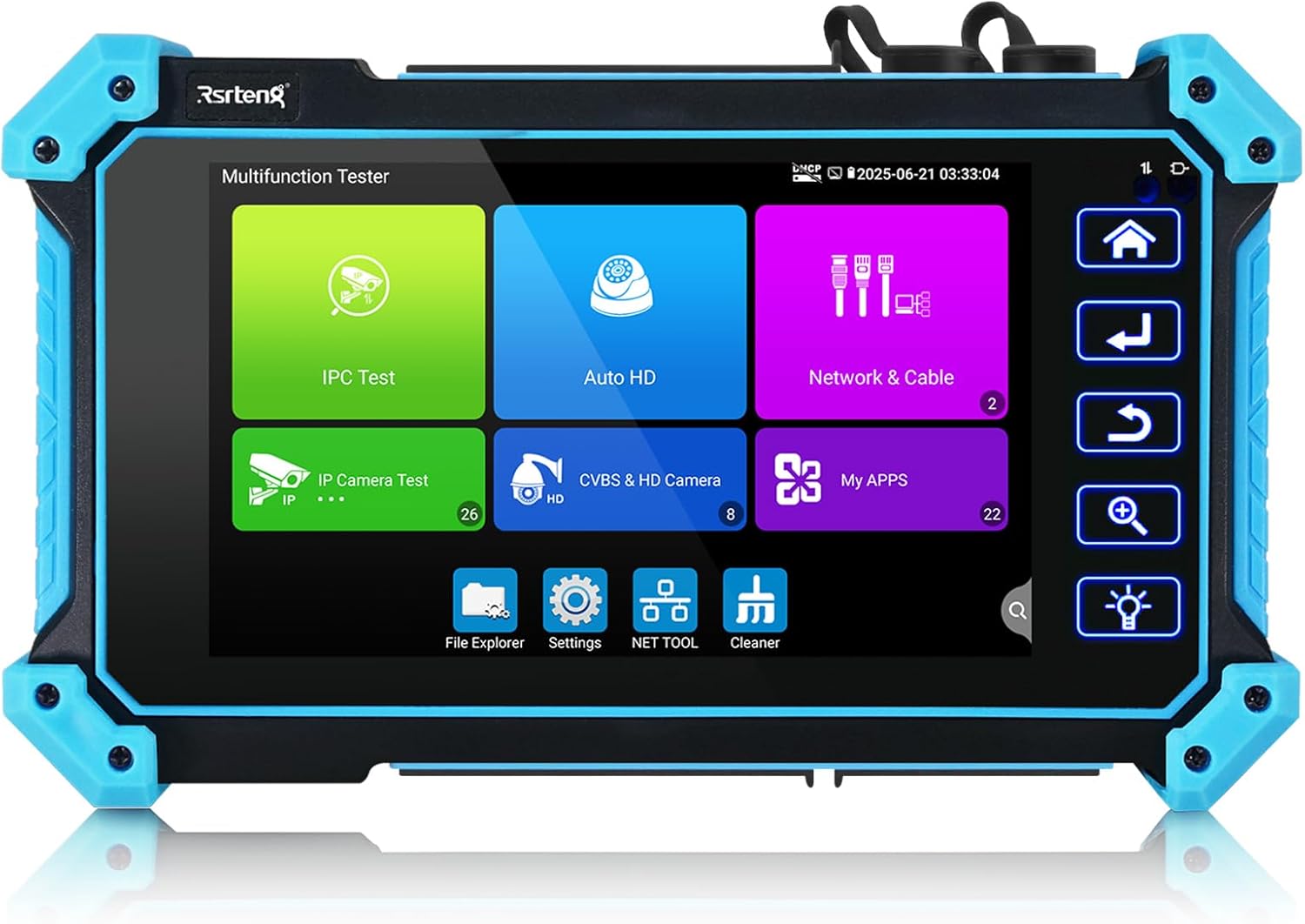 Rsrteng 8K IP Camera Tester, IPC-5200 Plus 8MP AHD CVI TVI SDI CVBS IP Camera Test 4K HD Display Video Monitor 5inch IPS Touch Screen IPC Tester Support POE PTZ RS485 HD & VGA Input DC12V Output