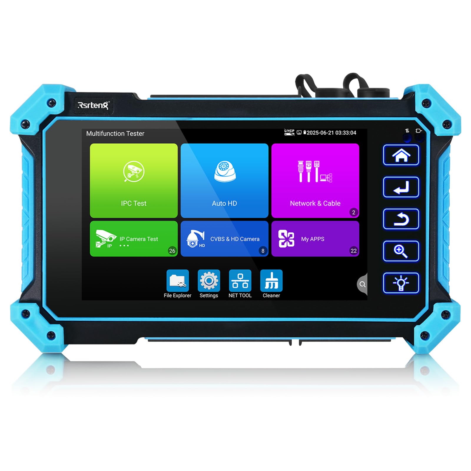 Rsrteng 8K IP Camera Tester, IPC-5200 Plus 8MP AHD CVI TVI SDI CVBS IP Camera Test 4K HD Display Video Monitor 5inch IPS Touch Screen IPC Tester Support POE PTZ RS485 HD & VGA Input DC12V Output