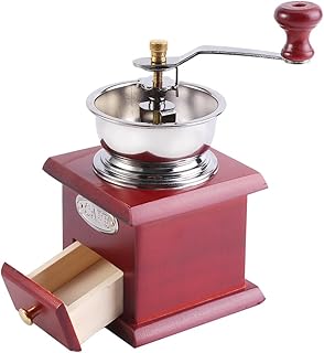 Moulin à Café Manuel, Broyeur à Café Manuel Grain de Café en bois rétro avec le tiroir de capture (Bois rouge)