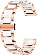 BINLUN Stainless Steel Ceramic Watch Bracelet Replacement Watch Band Polished Finish Mens Strap 12mm 14mm 16mm 18mm 20mm 22mm Butterfly Buckle 6 Colors