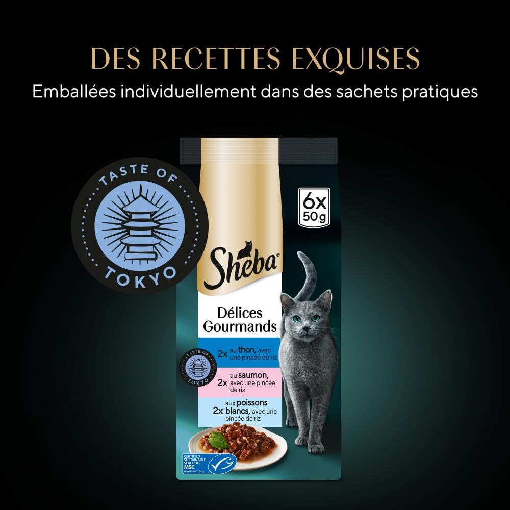 SHEBA Délices Gourmands Sachets fraîcheur 6 x 50g Taste of Tokyo