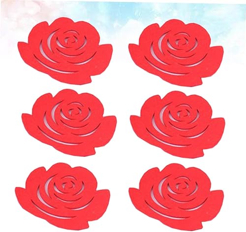 Miniatura 9 de MAGICLULU 6pcs Fashion Cup Mat Coaster Heat Insulation Coasters Anti-Slip Coasters Flower Shape Roses Felt Glass Coasters Non-Slip