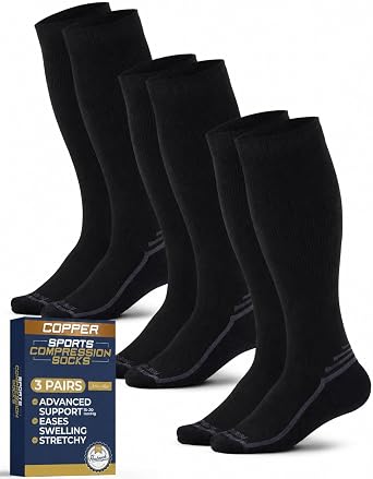 Pembrook 3 Pairs Copper Compression Socks 15-20 mmHg | Graduated Support