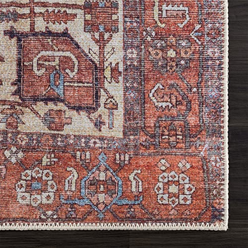 Bloom Rugs Washable 12 Ft Runner - Red/Orange/Beige Traditional Persian Runner For Entryway, Hallway, Bathroom, And Kitchen - Exact Size: 2'6" X 12' #TOP4