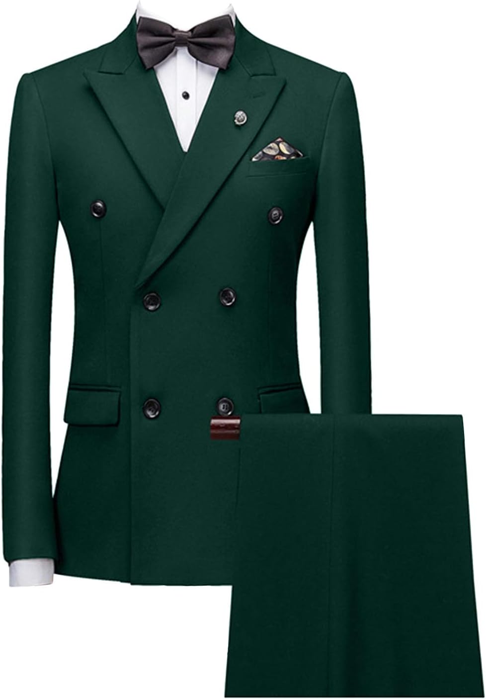 GATMSTZ Mens Slim Fit 2 Pieces Double Breasted Suit Men Jacket Pants Peak Lapel Wedding Formal Party Homecoming