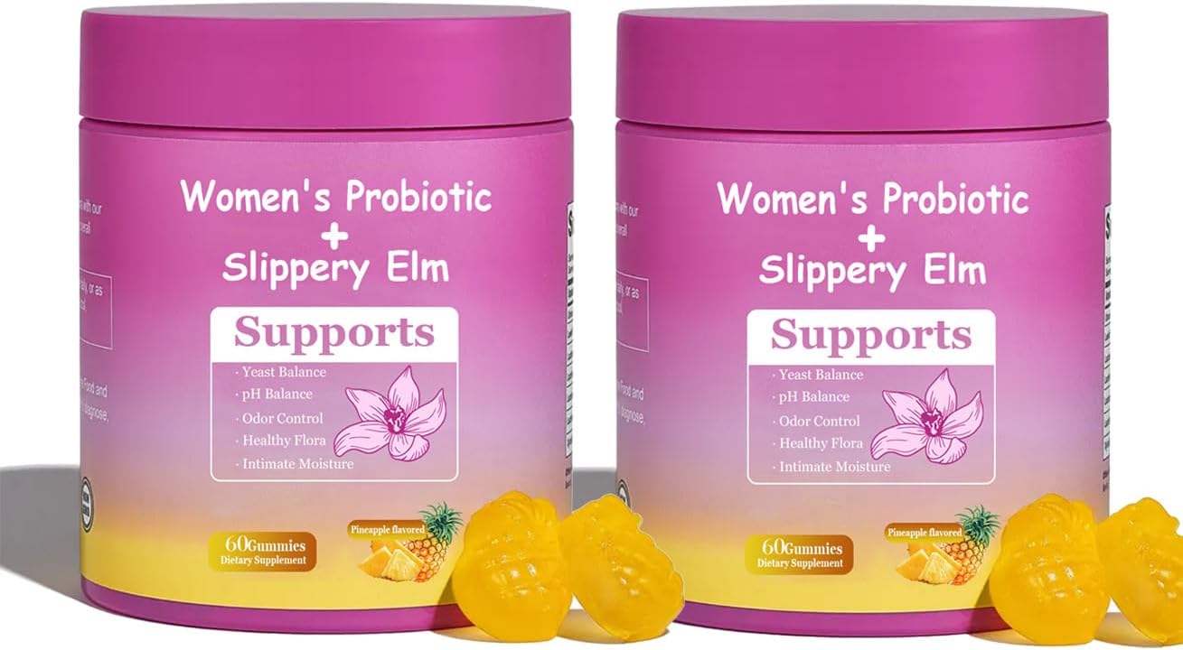 DYALE Her Juicy Feminine Probiotics Gummies for Women | Pineapple Flavor | Supports pH Balance, Gut Health & Immune System | with Slippery Elm, Prebiotics & Lactobacillus Blend | 60 Gummies (2pcs)