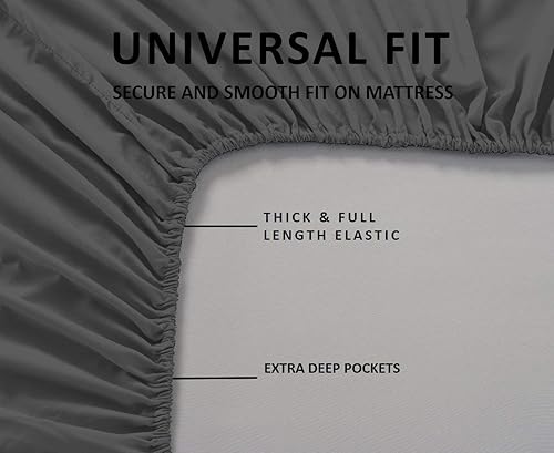 Miniatura 22 de Juego de sábanas tamaño King, juego de 4 piezas, sábanas de lujo para hotel, bolsillos profundos, fácil ajuste, transpirables y refrescantes