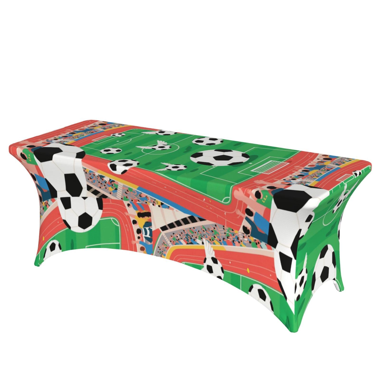 LMNGH Soccer Decorative Tablecloth Protector for Wedding, Banquet & Parties6FT Spandex Rectangle Tablecloths, Stretch Washable Table Cloth Wrinkle Free Patio Table Cover