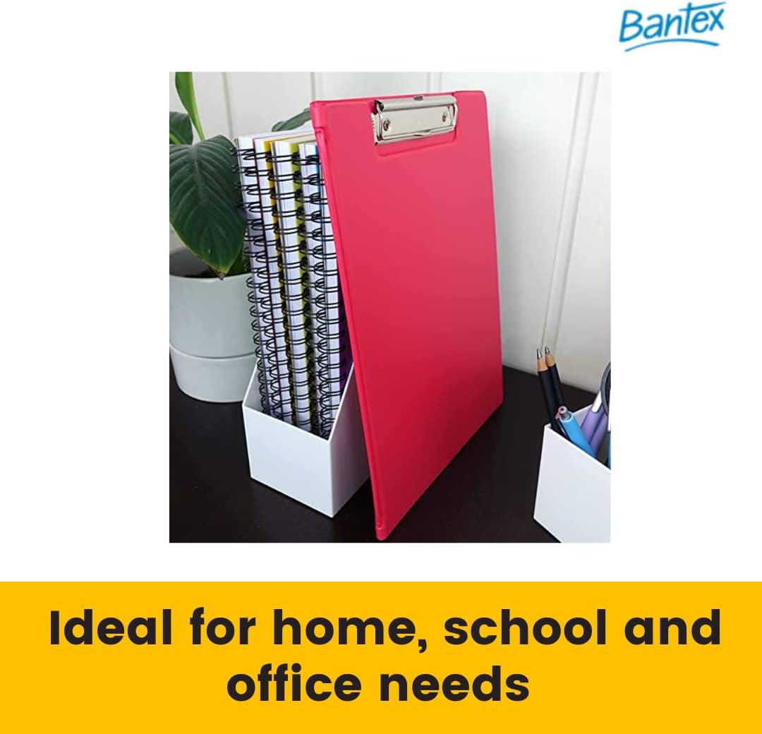 Bantex, Clipfolder A4, Spring Clip Mechanism , Clear Pocket for Storage, Retractable Hanging Hook, Durable PVC, Dark Pink