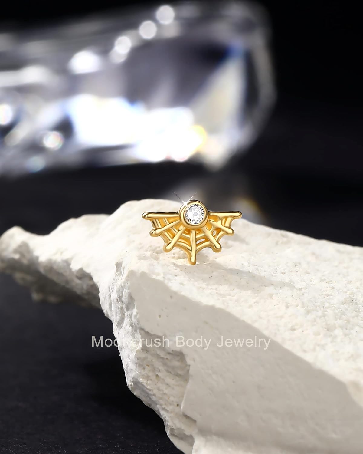 14k Gold Nose Stud Spider Web 20G 14k L Shaped Gold Nose Ring Stud 7MM 14k Gold Nose Piercing Jewelry Hypoallergenic