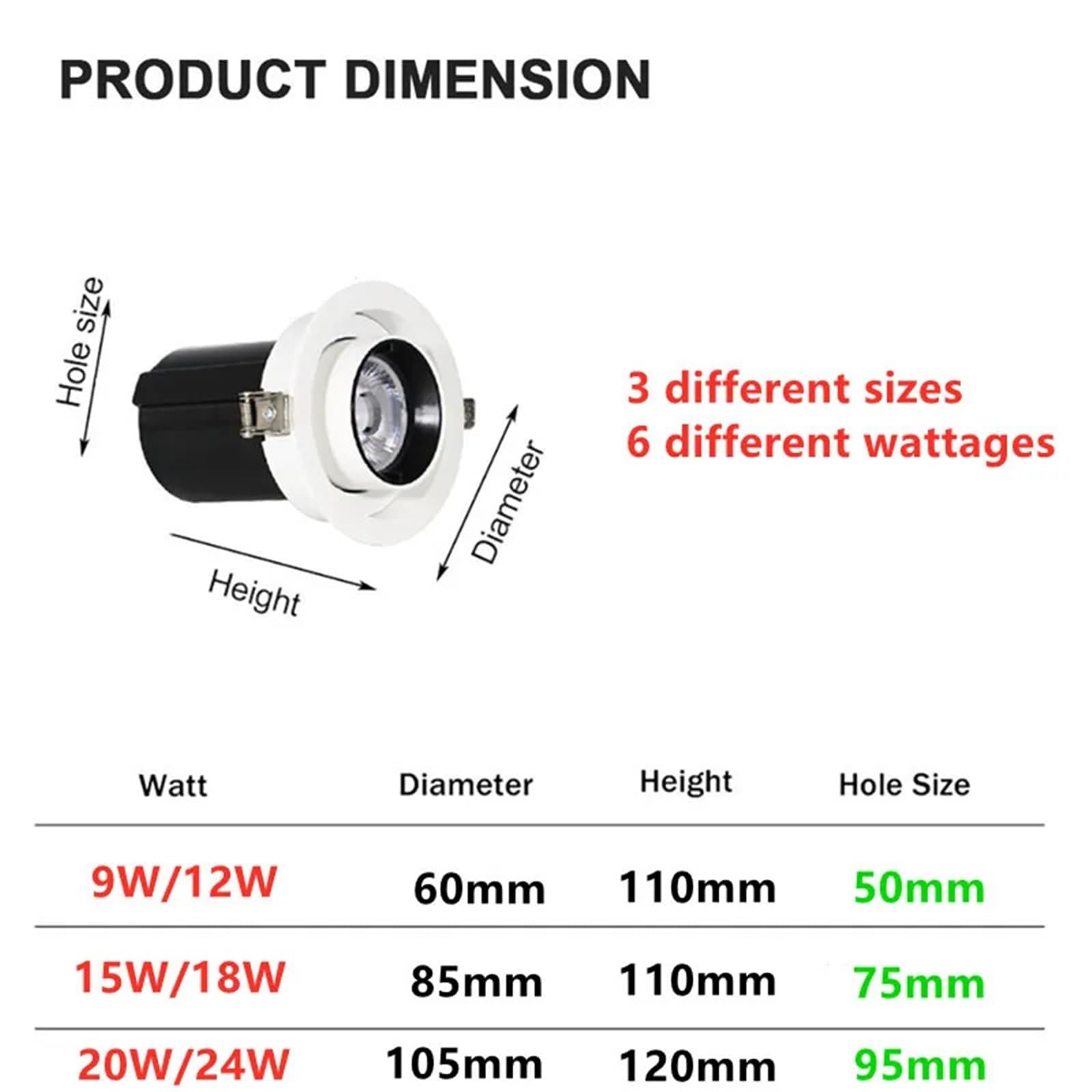 Lampara Focos Techo Giratorio,Luz de Pista LED Foco LED empotrable giratorio de aluminio, 9 W, 12 , 15 , 18 , 20 y 24 , con chip COB, for techo, CA 85-265 V(A,4000K NEUTRAL LIGHT_24W NOT DIMMABLE)