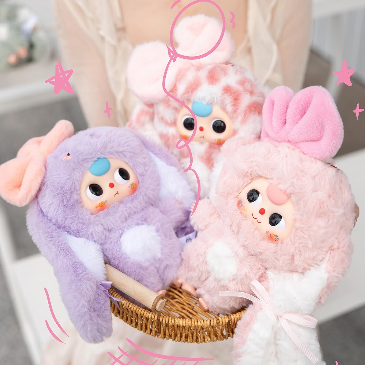 Baby Three Bunny Return Series Plush Blind Box 1PC (1 of 12 Possible Styles) Cute Figures Collectible Toys Birthday Gifts (1Pc Series1(V1))