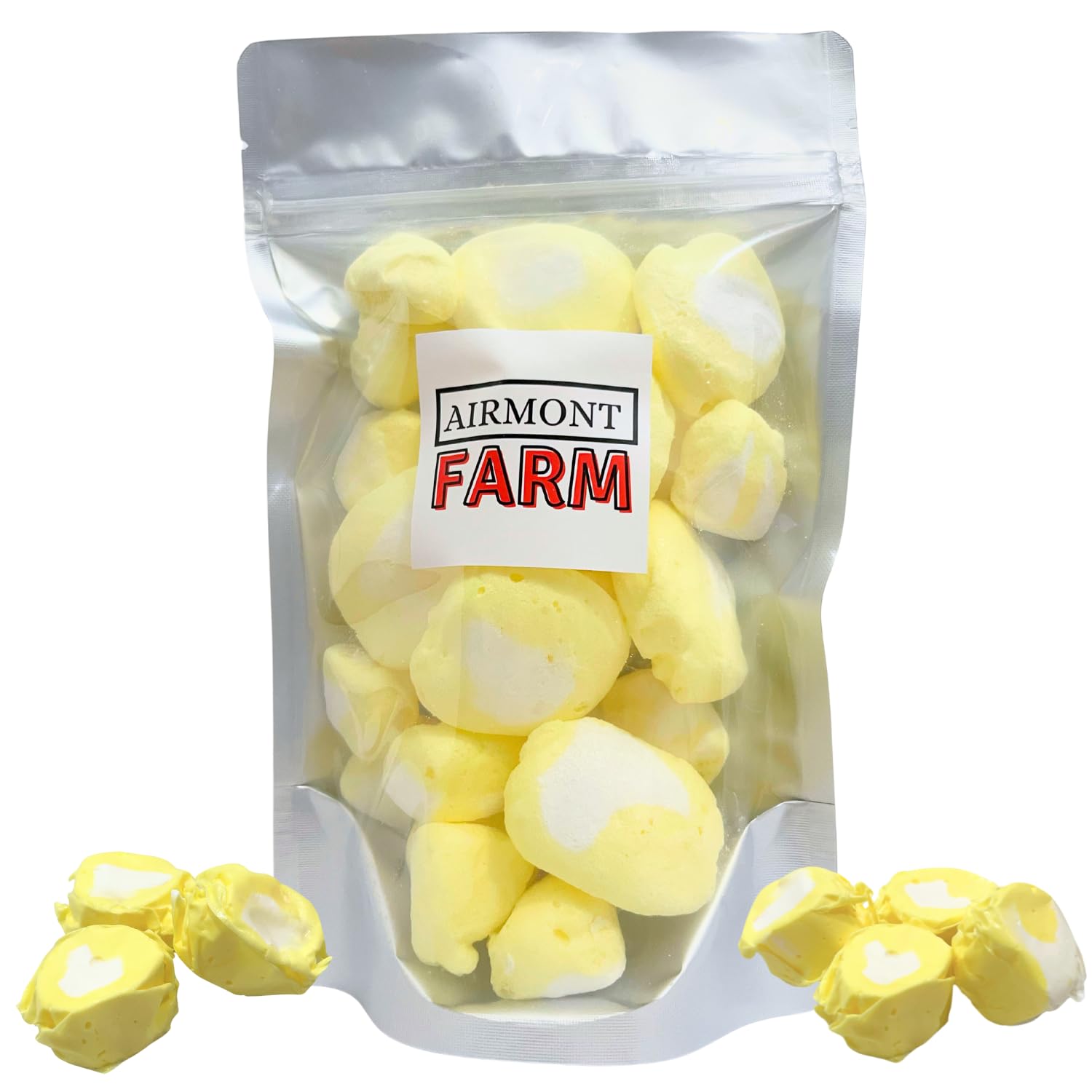 Freeze-Dried Candy Salt Water Taffy 2 oz - Cut To Bite Sized Pieces - Ships In Box - Deliciously Crunchy, Intense Flavor, Lightweight Snack (Lemon Cream)