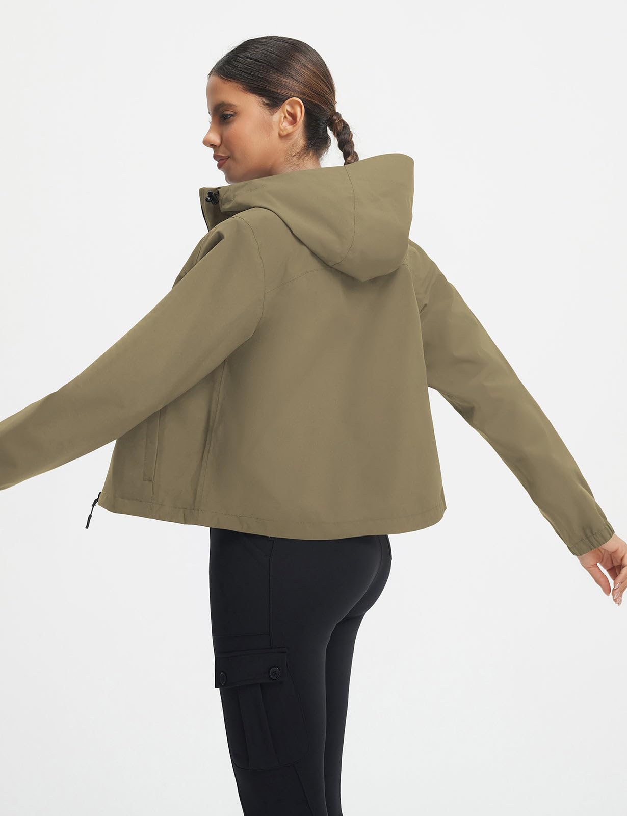 baleaf Chaquetas impermeables con capucha para mujer, cortavientos, ligera, corta para mujer, para senderismo, senderismo, ciclismo