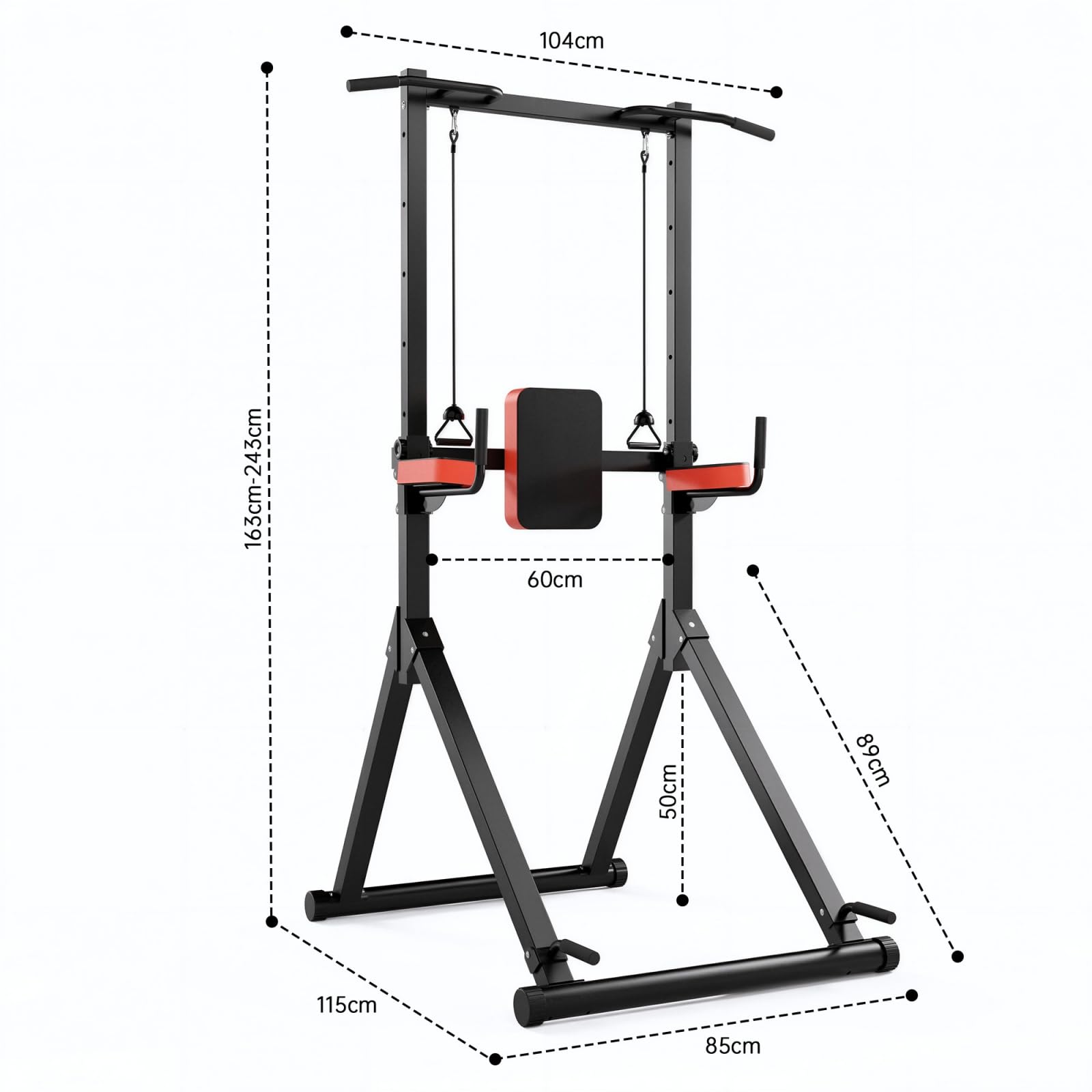 All-in-One Power Tower Dip Station Pull Up Bar Freestanding Multi Function Power Station Home Strength Training Tool Height Adjustable Full Body