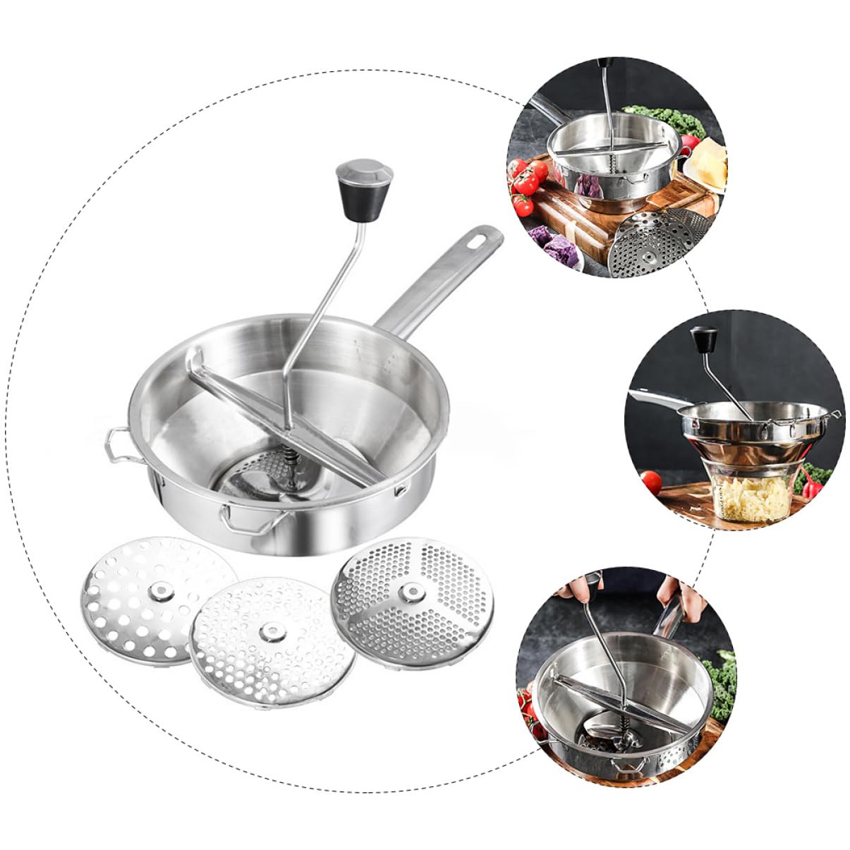 Edelstahl Speiserührer für Gemüse und Obst Küchenwerkzeug mit Sicherer Nutzung Langlebig für Kochen und Küche Silber | Küchenhelfer Edelstahl, Gemüse und Obstmühle für Küche, Sicher und Langlebig