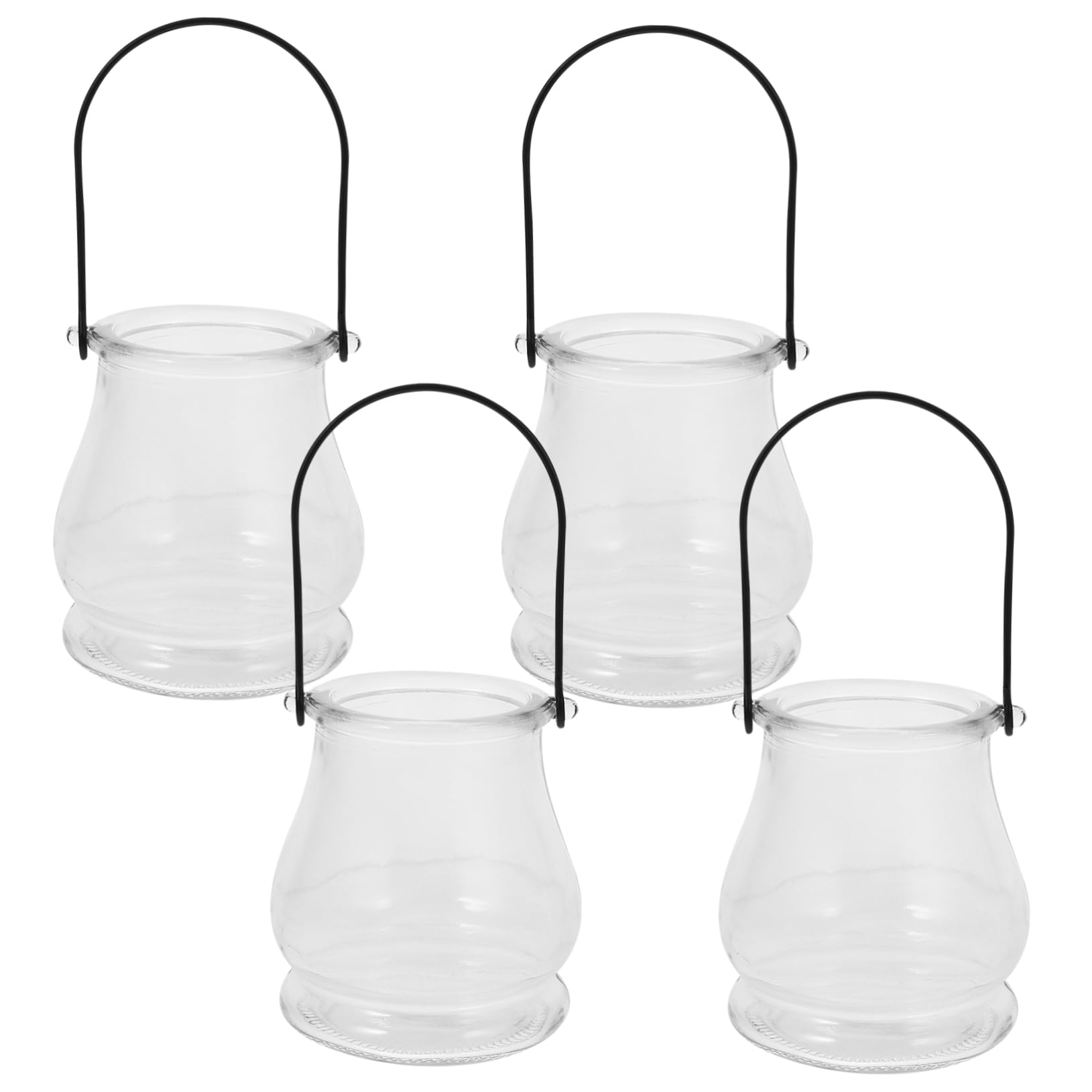 BESTYASH Candelabro Simple de Vidrio con Asa, 4 Piezas, Estilo Elegante para Interior y Boda, Adecuado para Adornos y Decoración de Jardín