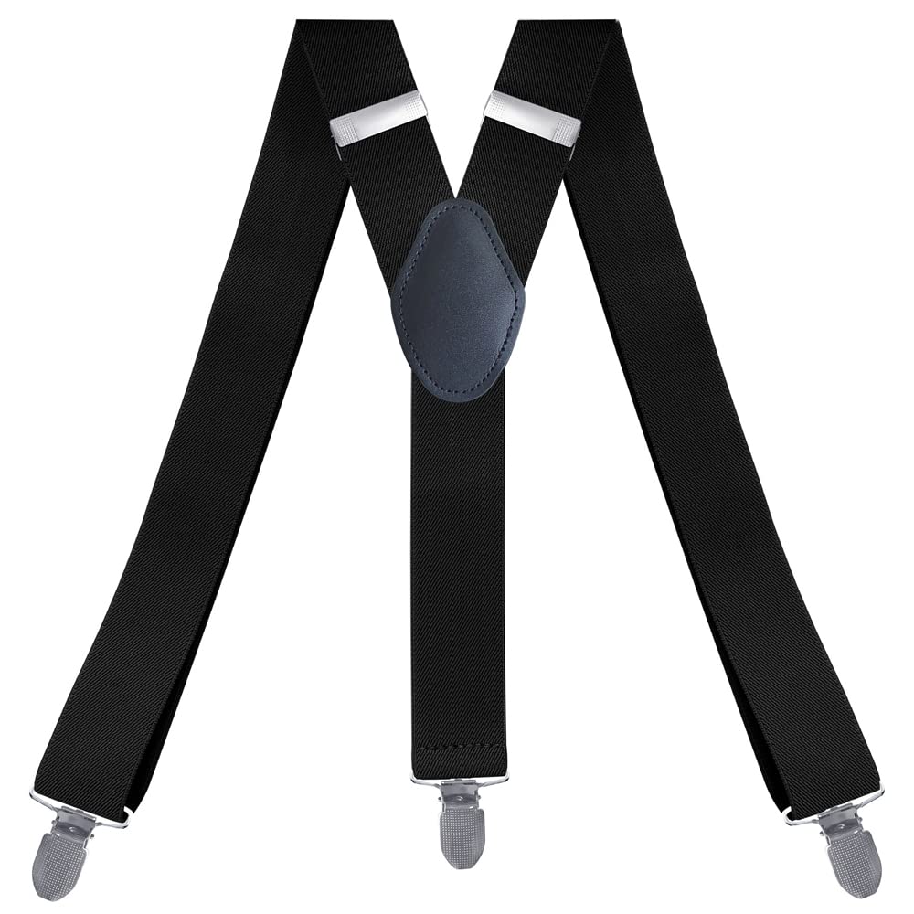 Yyksydpt Men's Black Braces With 3 Strong Metal Clips Y Style Wide 3.5 Cm Heavy Duty Suspenders Trouser Braces Adjustable And Elastic For And Wo (Black)