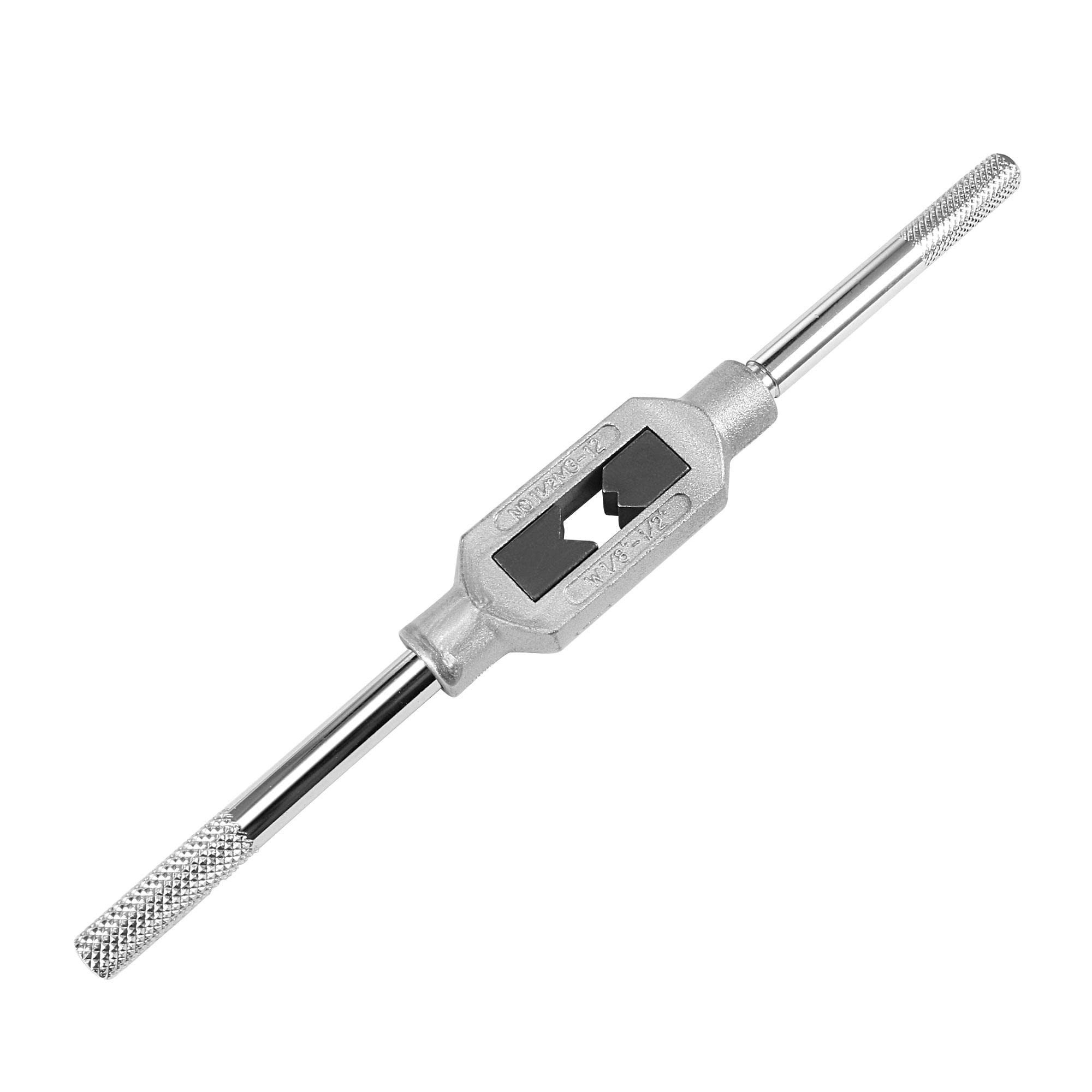 UXCELL Adjustable Tap Wrench Handle, M3-M12 (Metric), 1/8"-1/2" (UNC/UNF), 2.5mm-12mm, Nickel Plated Carbon Steel Handle, Zinc Alloy Chuck