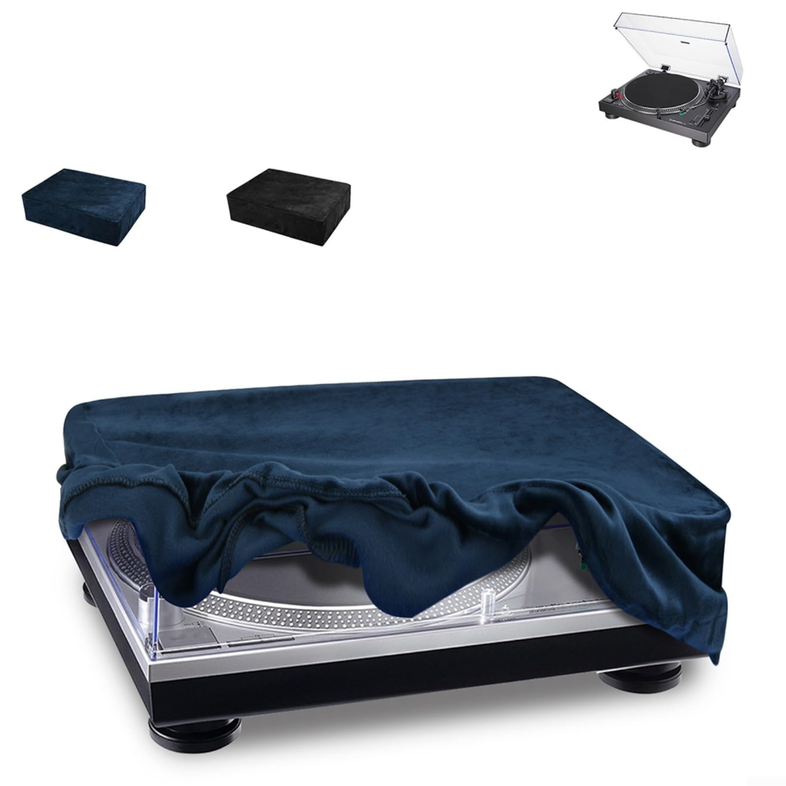 Copertura antipolvere per giradischi, impermeabile, leggera, in spandex, per giradischi AT-LP120XUSB, resistente ai graffi (nero)