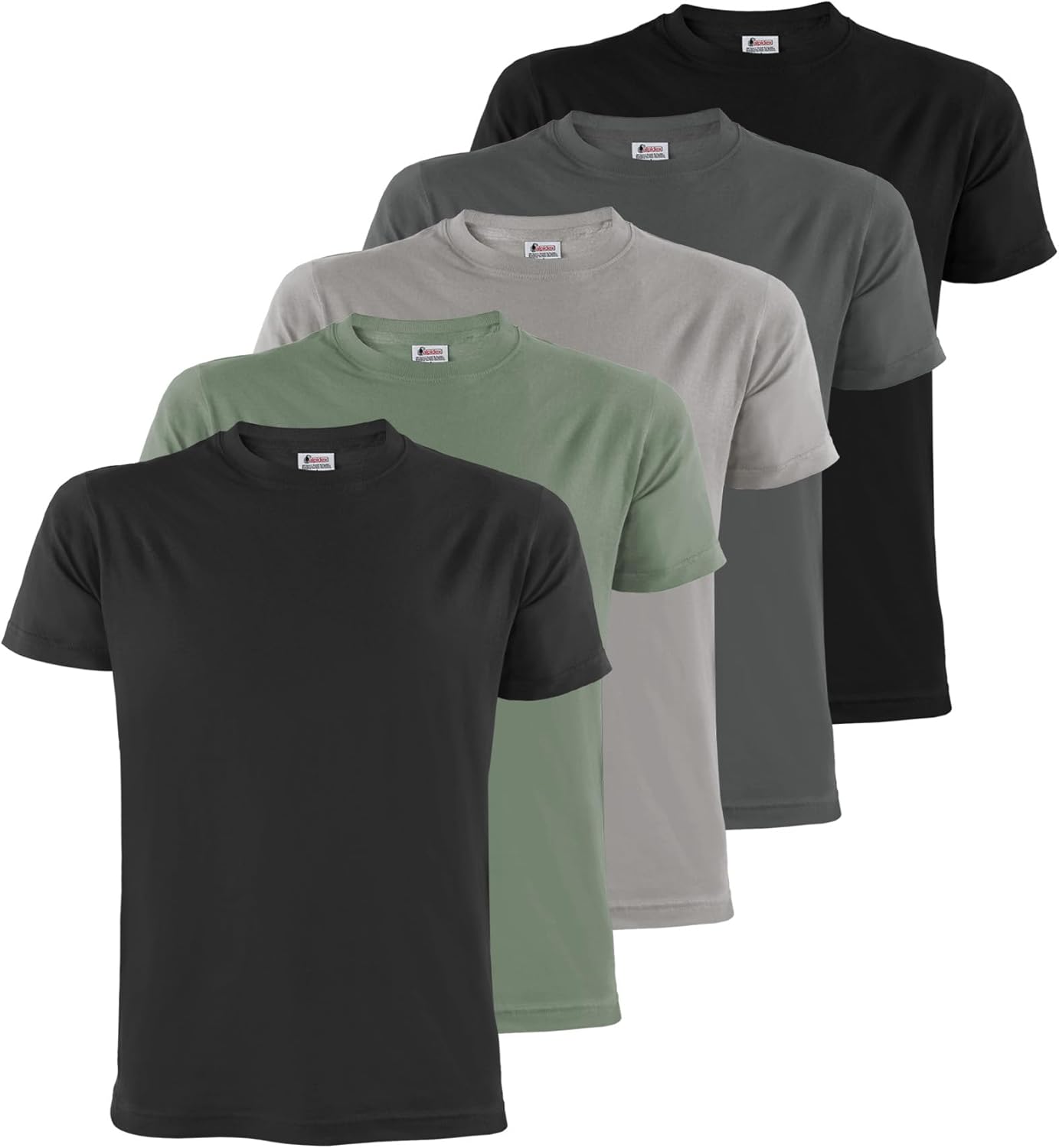 ALPIDEX Herren T-Shirts 5er Set Rundhals 100% Baumwolle Einfarbig Shirts Basic Shirt Kurzarm S M L XL XXL 3XL 4XL 5XL