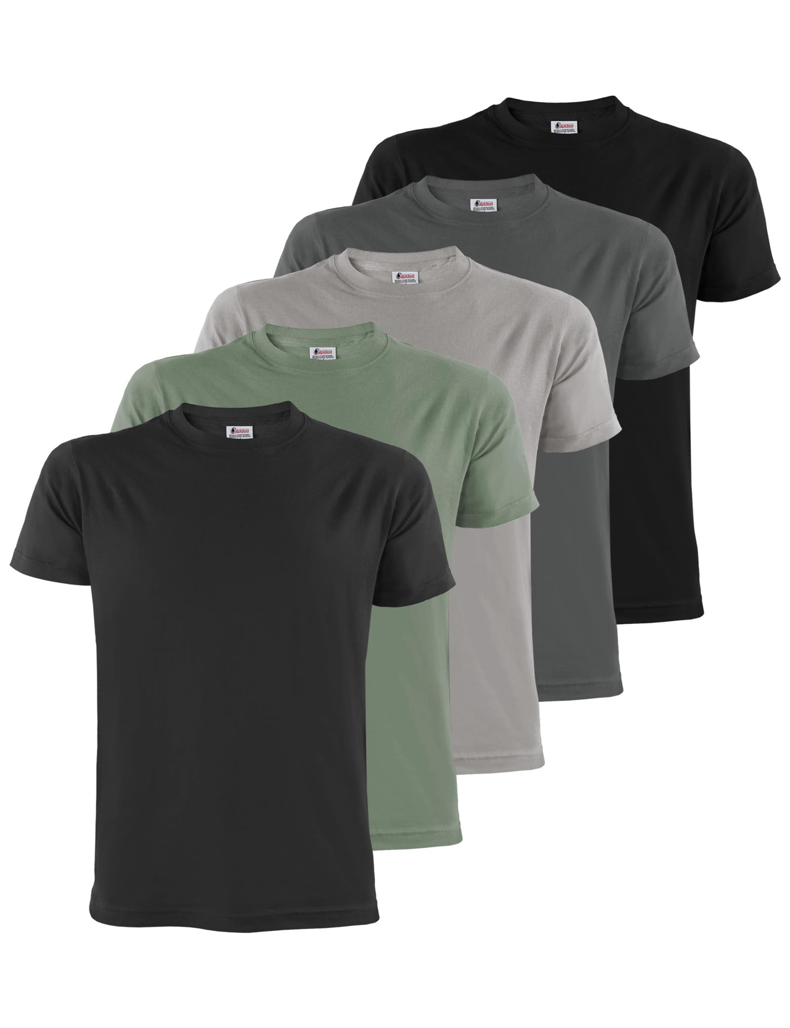 ALPIDEX T-Shirt Magliette da Uomo Confezione da 5 con Girocollo - Taglie S M L XL XXL 3XL 4XL 5XL