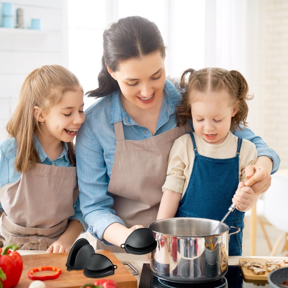 AUAUY 1 para mini silikonowych rękawic kuchennych, odpornych na wysokie temperatury, urocze rękawice do piekarnika, małe uchwyty do garnków, do kuchni, frytownicy powietrznej