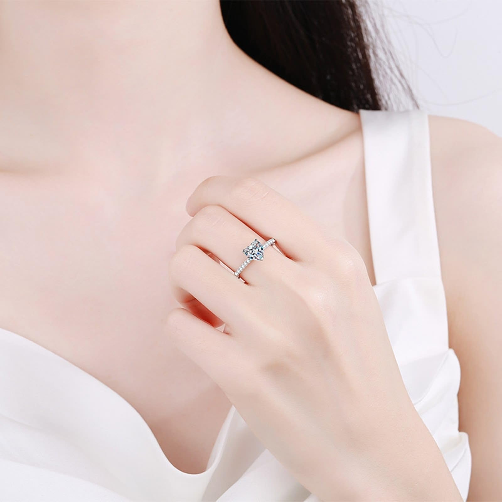 Anelli in argento 925, a forma di cuore, anello di fidanzamento moissanite, 1 carati, per matrimonio