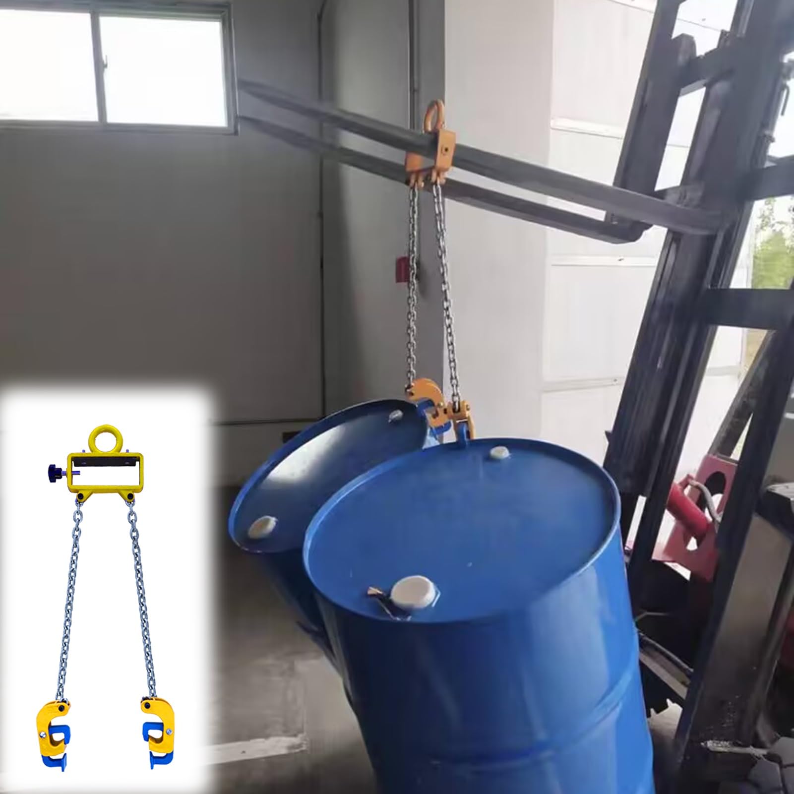 Wałek rolkowy łańcucha， Chwytak do podnoszenia beczek z hakiem 2/4" podnośnika i wózka widłowego(2 Grab Hook)