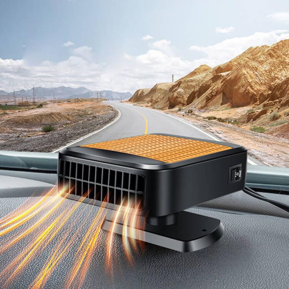 Chauffage pour Voiture, Chauffage Portable 12 V 200 W, Ventilateur 2 en 1 à Chauffage et Refroidissement Rapides avec Prise Allume-Cigare, dégivreur de Pare-Brise avec Rotation à 360