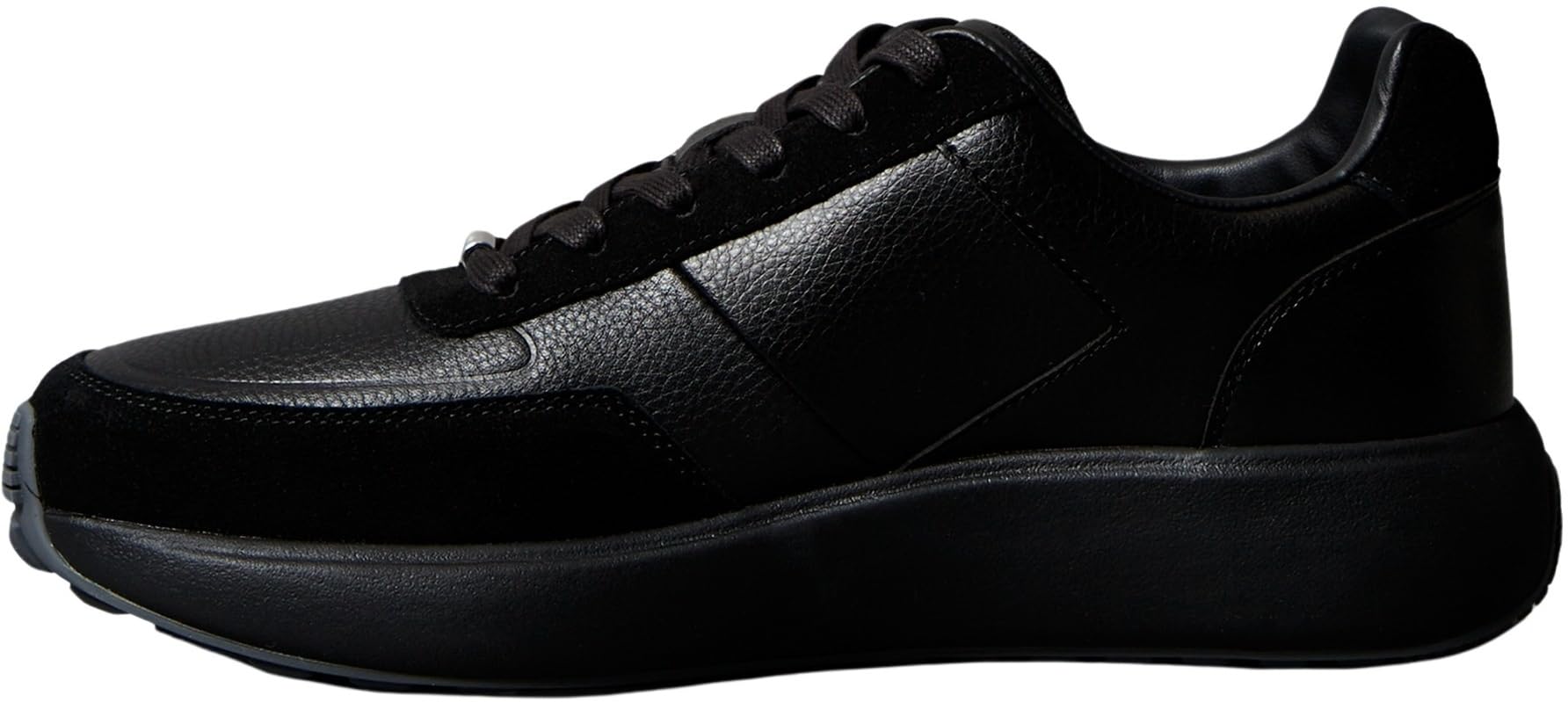 Calvin Klein Men's City Runner Laceup Tape LTH HM0HM02033 Low Top, Black (Triple Black), 6.5