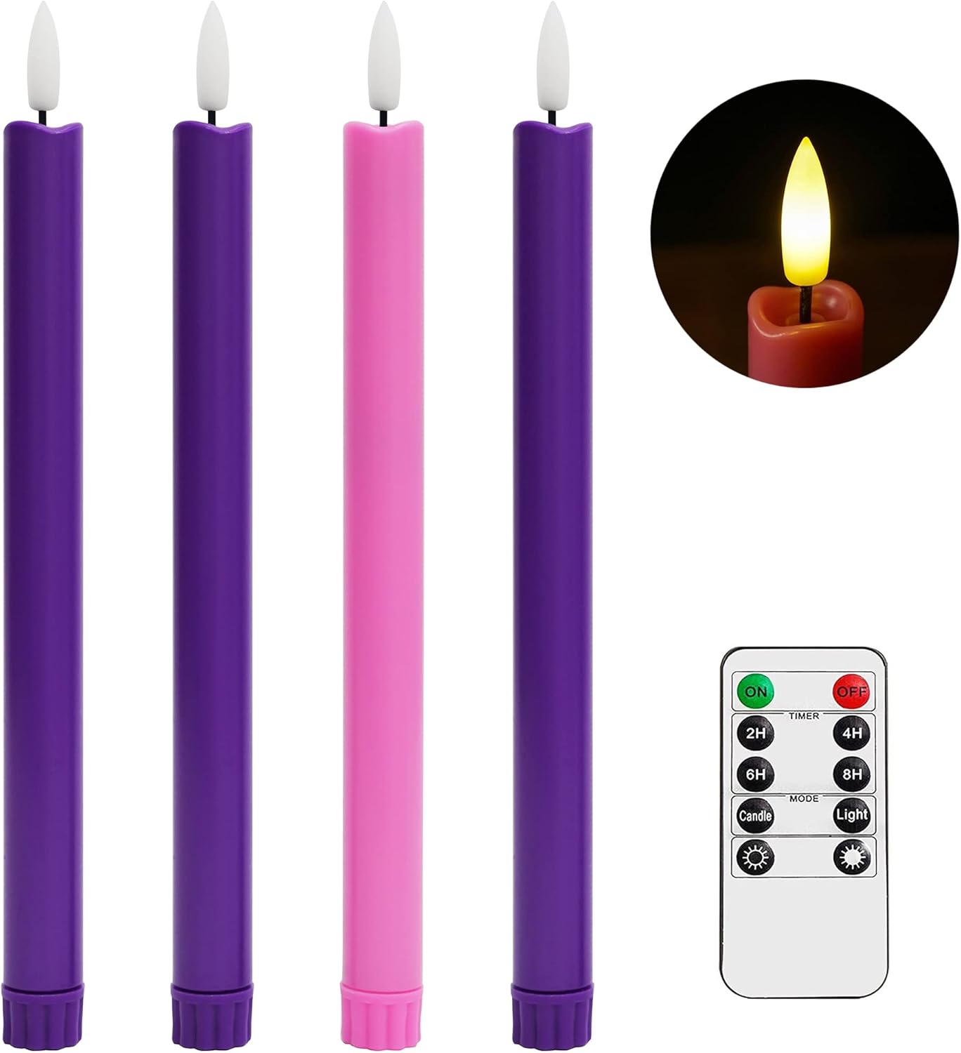 Stmarry Flameless Advent Candles, Set of 4 Flickering LED
