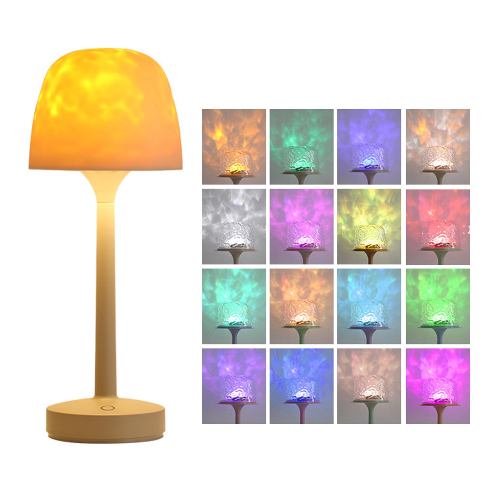 Hsioluted 3/16 Color Oceans Ripples Projector Lamp Atmospheres Desk Light Rechargeable Reading Lamp Room Decoration Enduring Rechargeable Reading